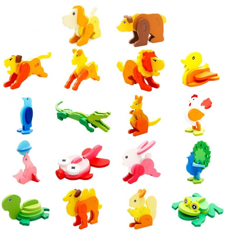 13€ sur Puzzle 3D en bois animal pour adultes et enfants 30_ multicolore -  Puzzle 3D - Achat & prix