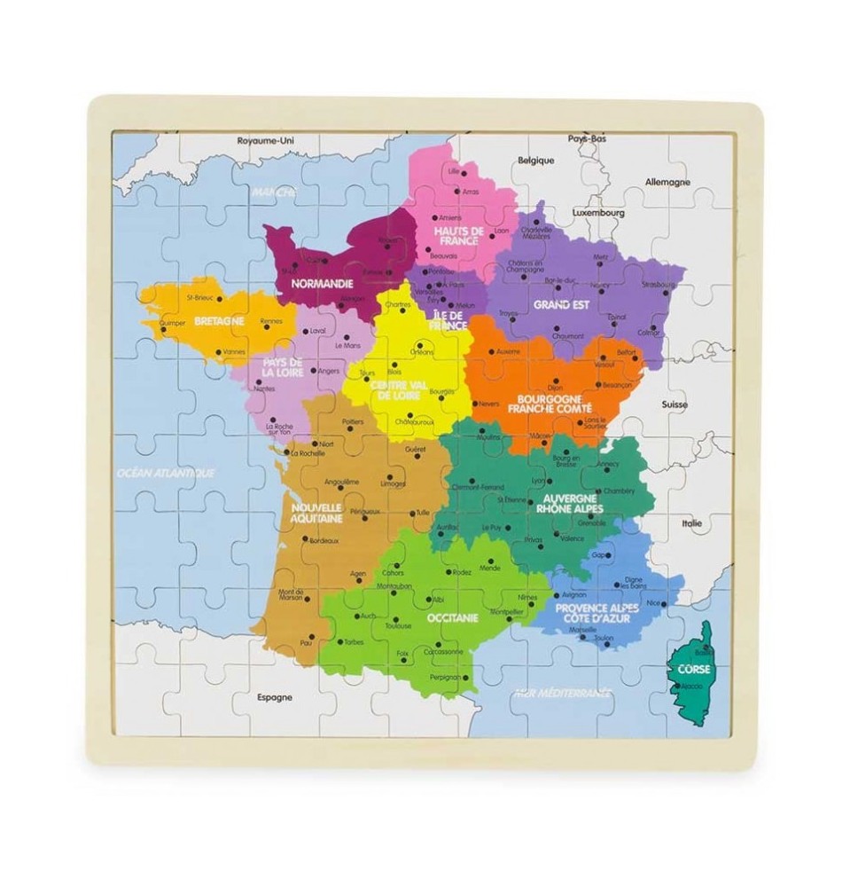 Puzzle carte de France - Puzzle en bois - Matériel Montessori