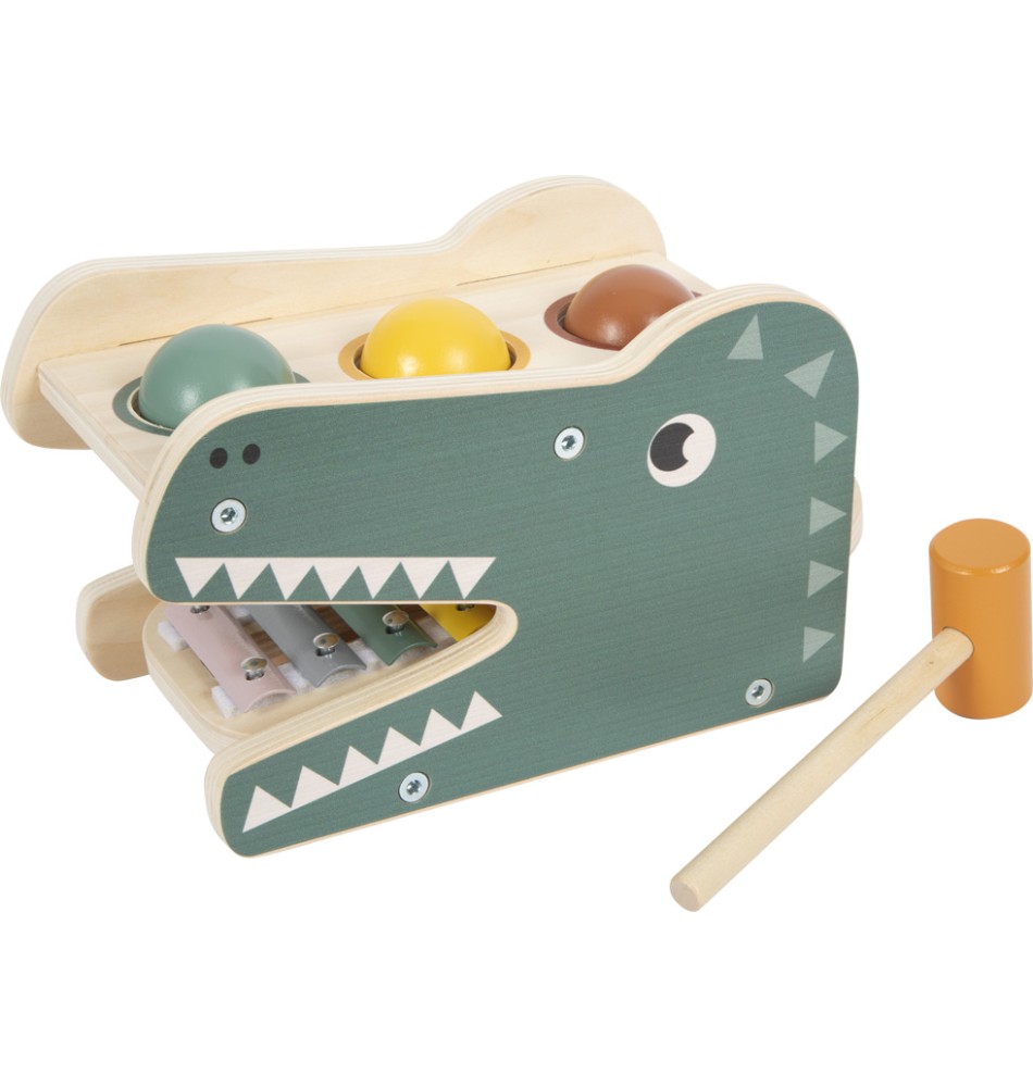 Jouet en bois pour bébé, puzzle en forme de crocodile.