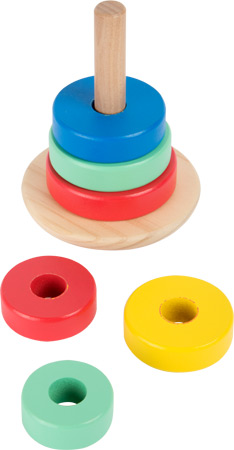 Tour d'empilage en bois, anneau pyramidal coloré avec 7 pièces en bois  bouton empilable jeu tri pile jouets empilables tri pile jouets empilables  meilleur cadeau d'anniversaire pour 123 ans et plus 